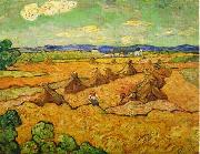 Vincent Van Gogh Wheatfield with sheaves and reapers oil painting reproduction